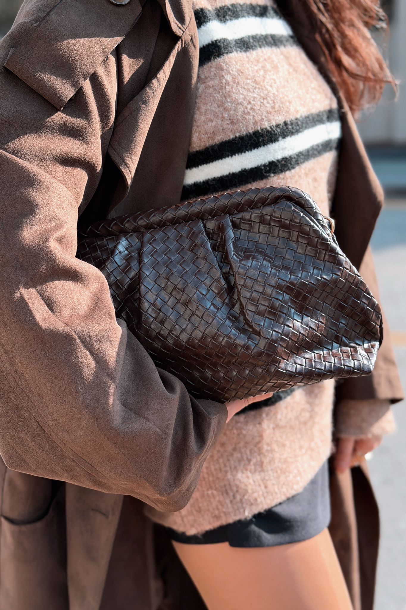 Lurine Kadın Clutch Çanta Acıkahve Mat Deri - ILOVESHOES