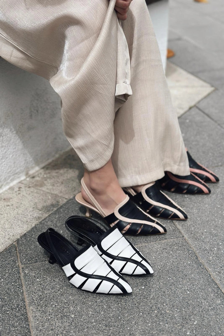 Ponex Mat Deri İnce Topuklu Stiletto Pudra
