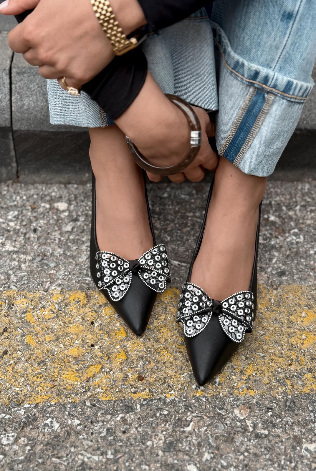 Sorexa Siyah Mat Deri Kadın Stiletto - ILOVESHOES