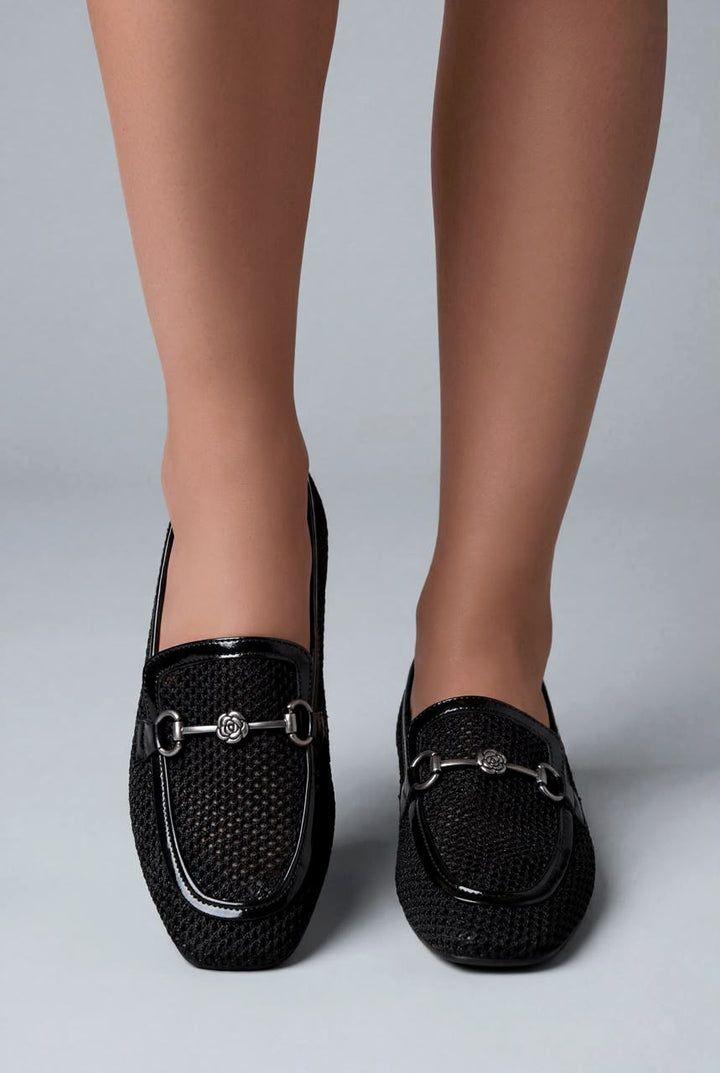 Raviel Siyah Triko Örgü Kadın Loafer - ILOVESHOES