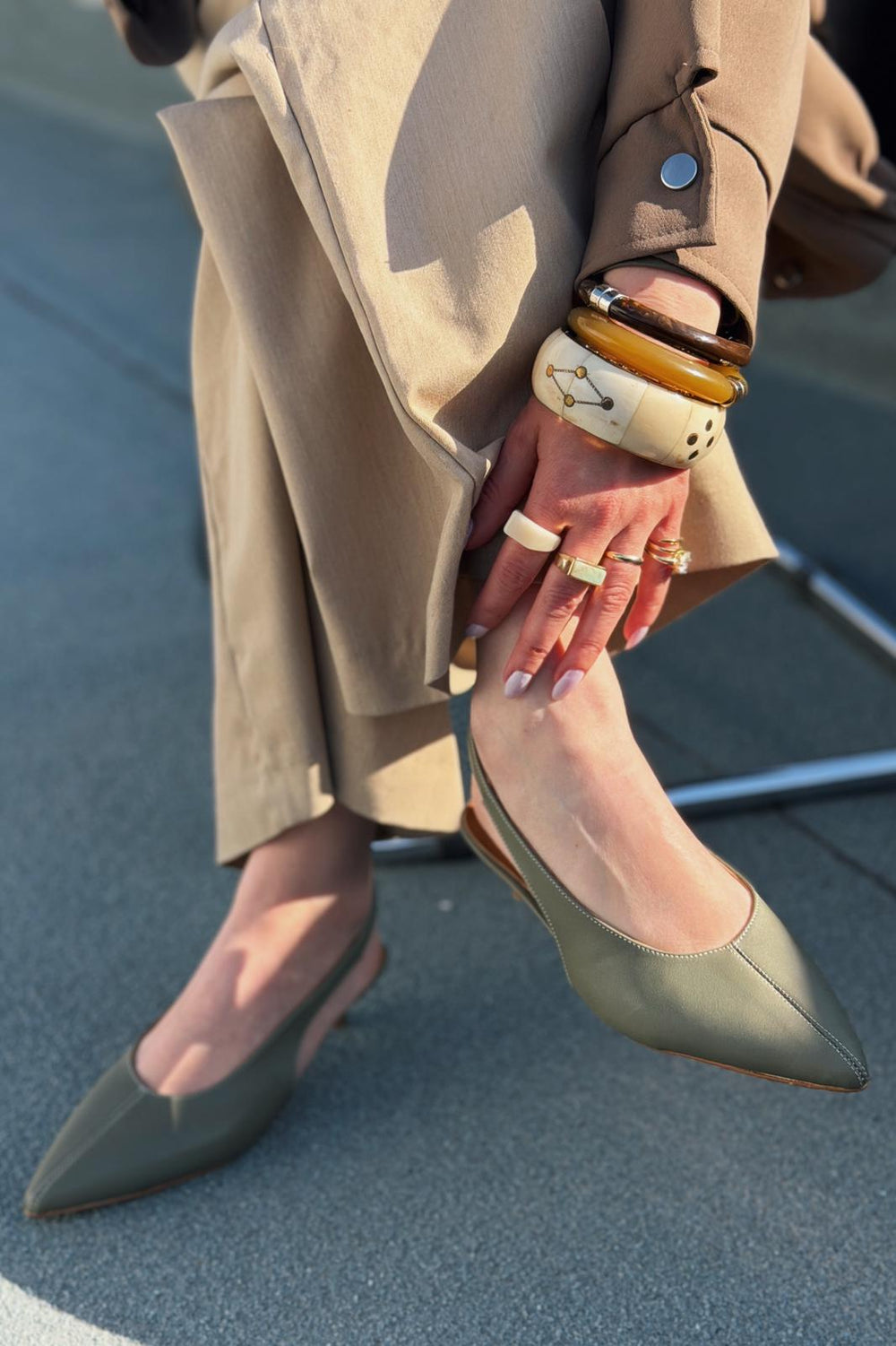 Selor Hakiki Deri Haki Mat Deri Kadın Stiletto - ILOVESHOES