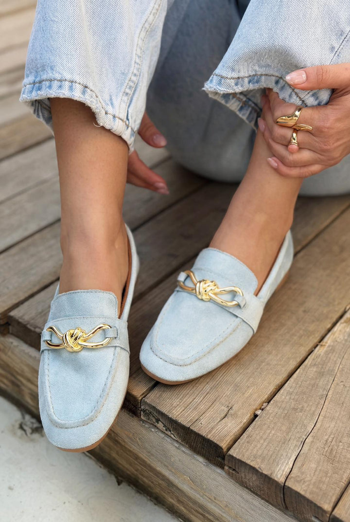 Avelis Kadın Loafer Bebek Mavisi Süet Fiyonk Detaylı - ILOVESHOES