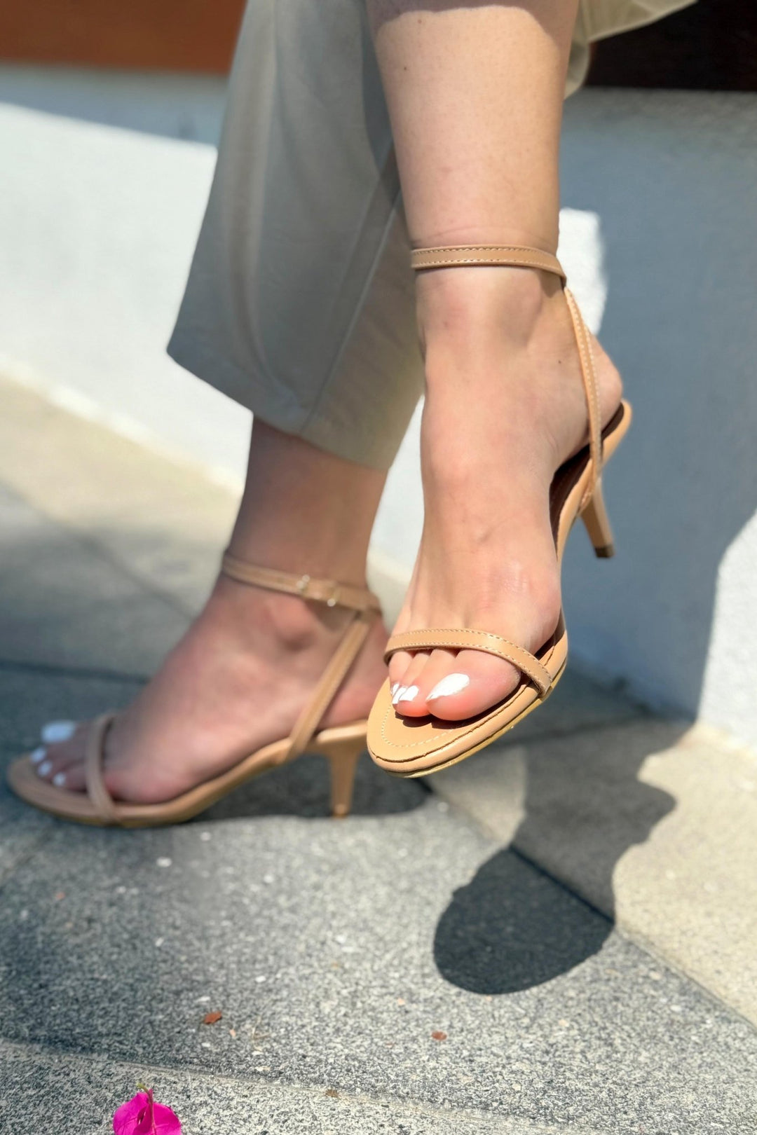 Colva Mat Deri Nude Tek Bant Topuklu Ayakkabı - ILOVESHOES