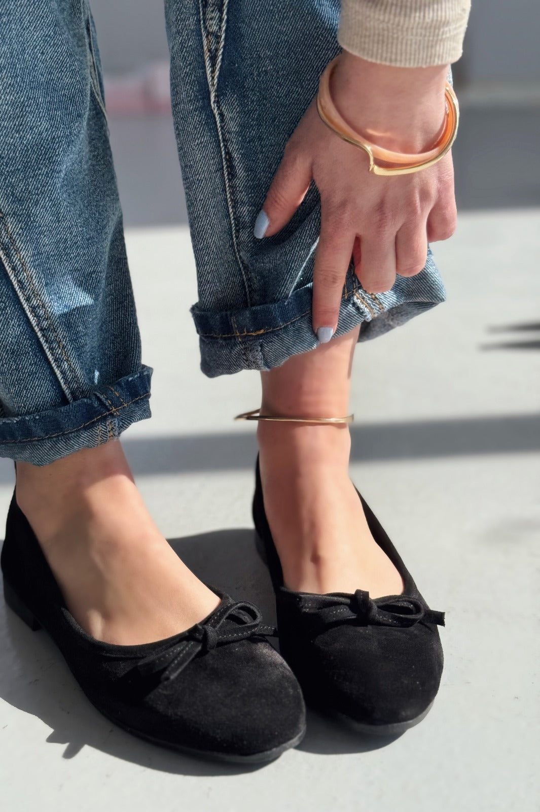 Balwen Hakiki Süet Kurdele Detaylı Kadın Loafer Siyah