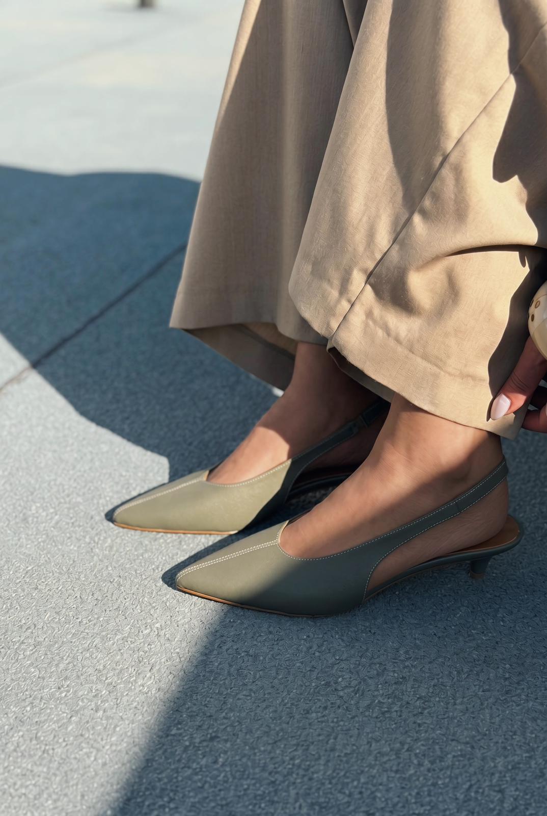 Selor Hakiki Deri Haki Mat Deri Kadın Stiletto - ILOVESHOES