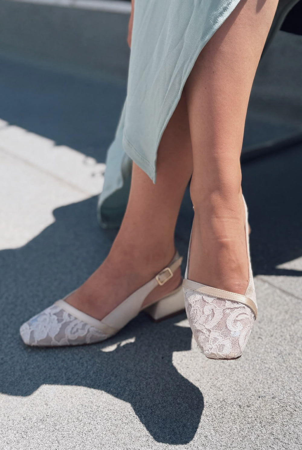 Delsen Bej Dantel Saten Kadın Mary Jane - ILOVESHOES