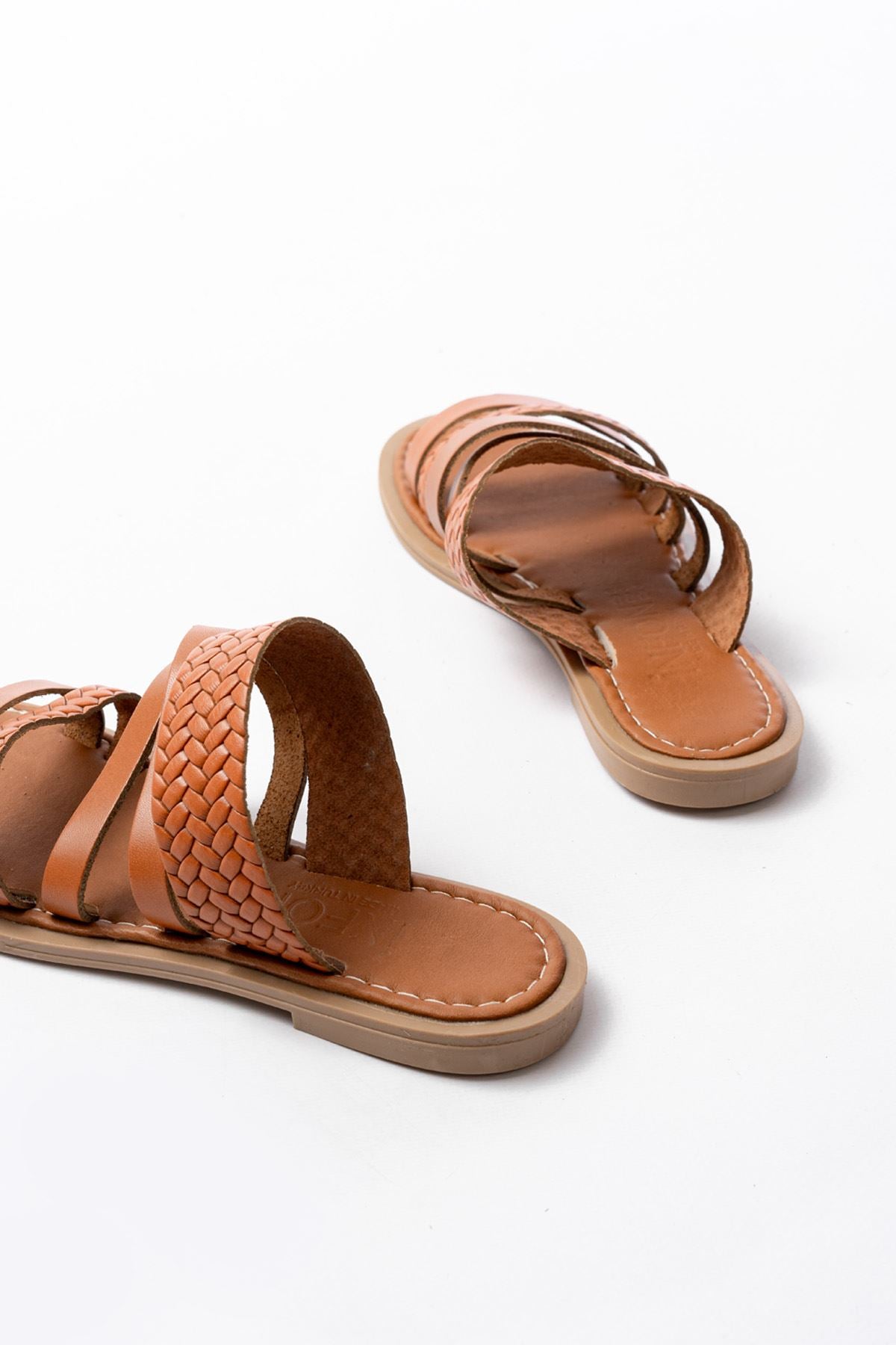Viore Hakiki Deri Taba Düz Kadın Terlik - ILOVESHOES
