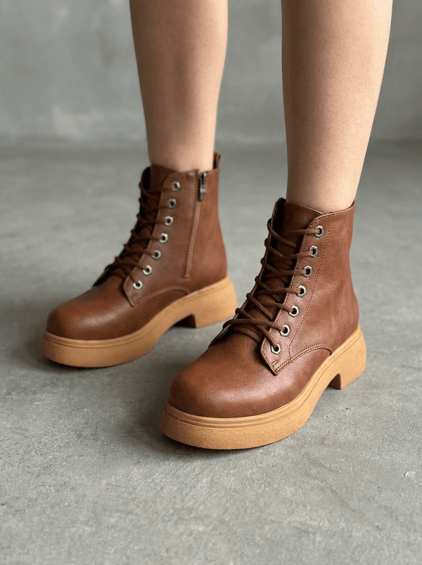Voltera Kadın Bot Taba Mat Deri - ILOVESHOES