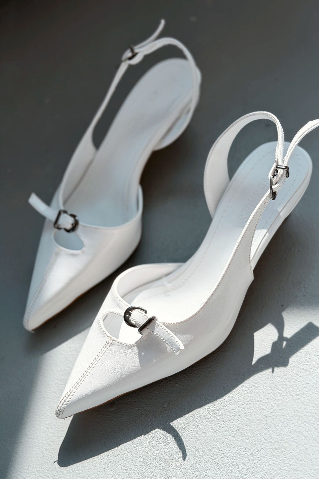 Norin Beyaz Kırışık Deri Kadın Stiletto - ILOVESHOES