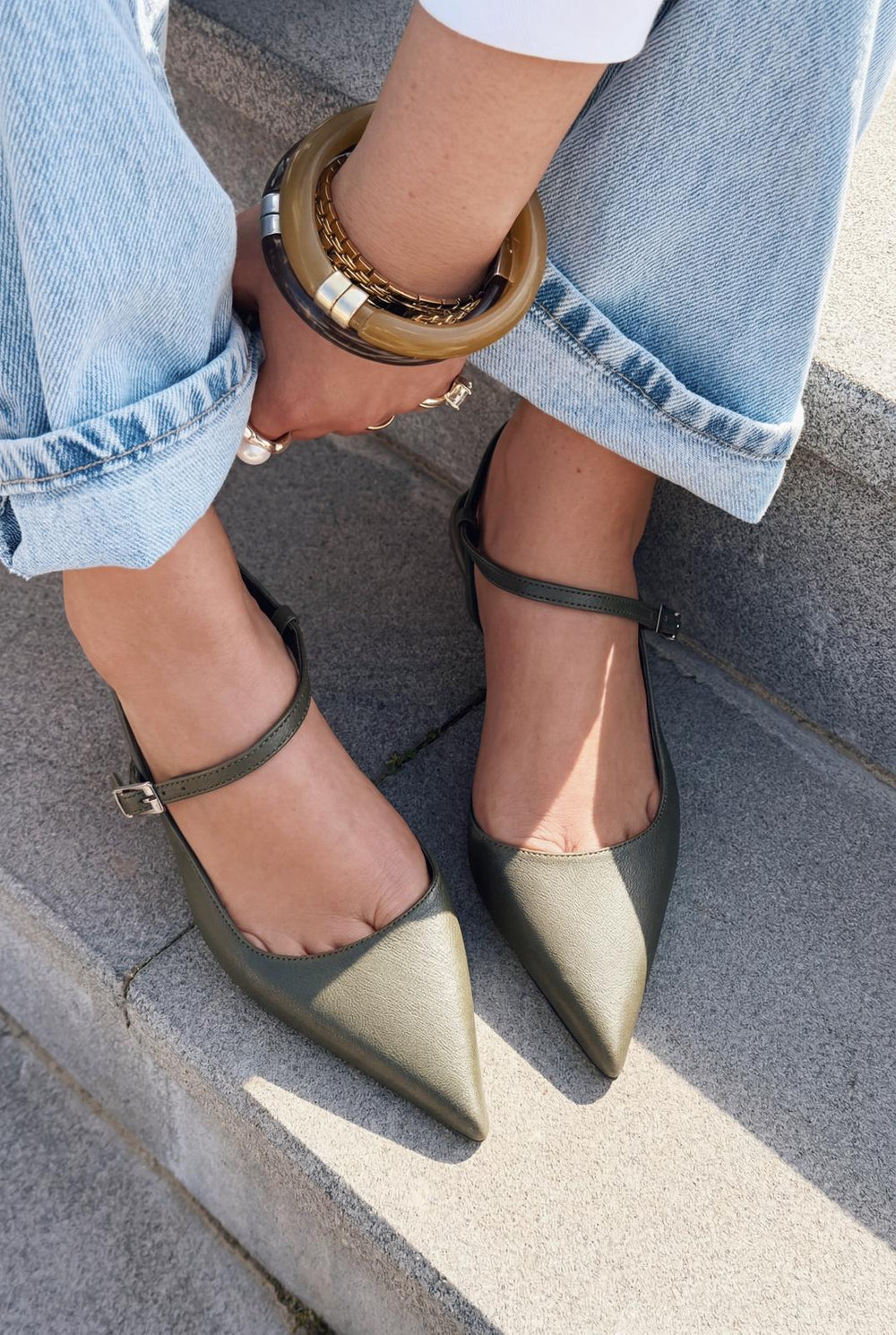 Torev Haki Mat Deri Kadın Stiletto - ILOVESHOES
