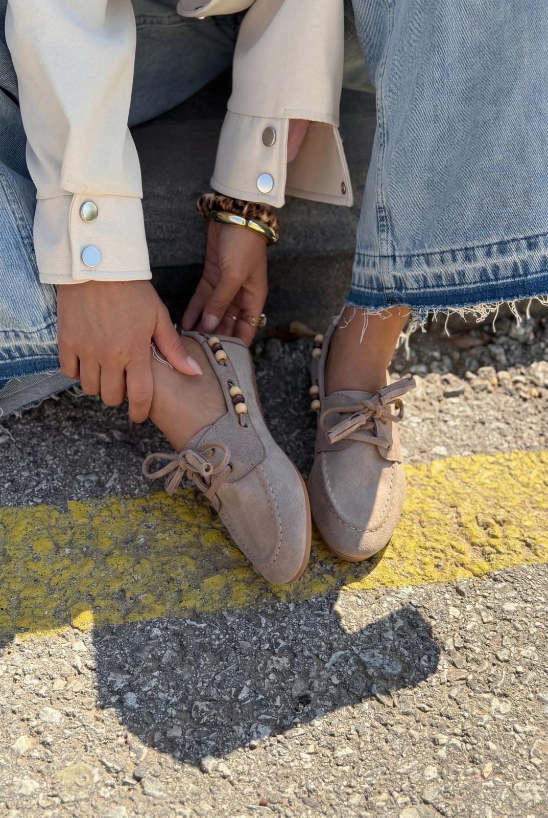 Brion Kadın Oxford Ayakkabı Vizon Süet - ILOVESHOES