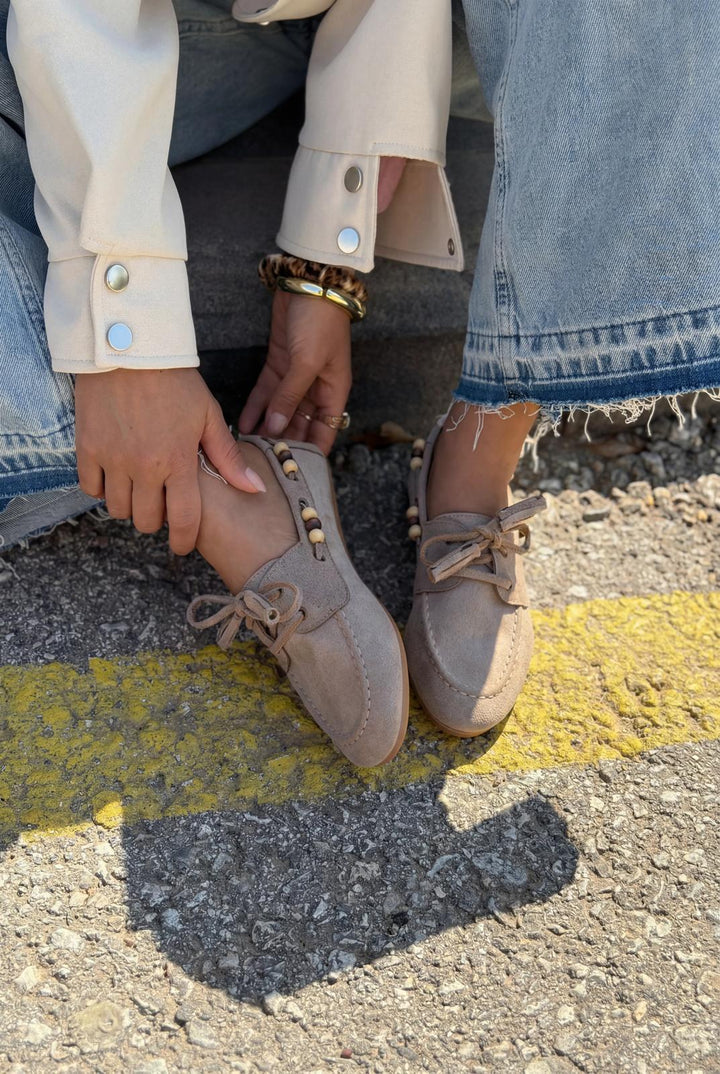 Brion Kadın Oxford Ayakkabı Vizon Süet - ILOVESHOES