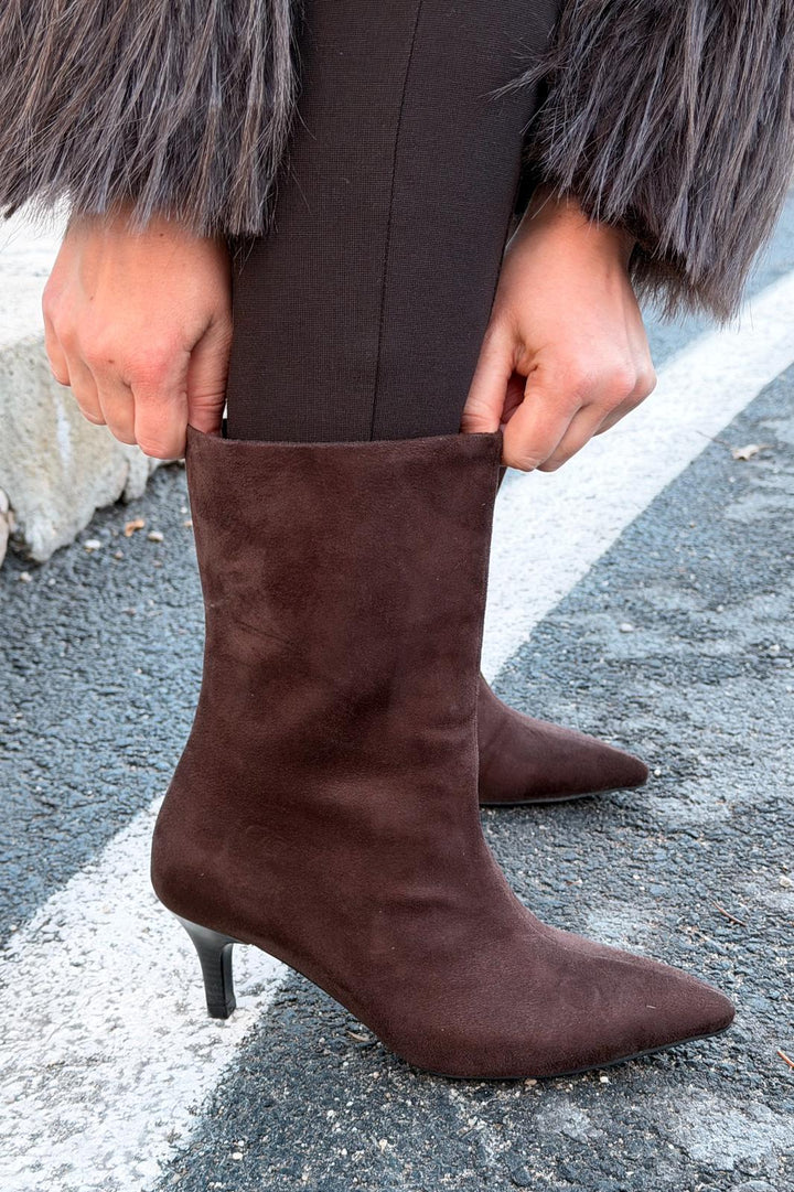 Rafoni Kadın Topuklu Bot Acıkahve Süet - ILOVESHOES