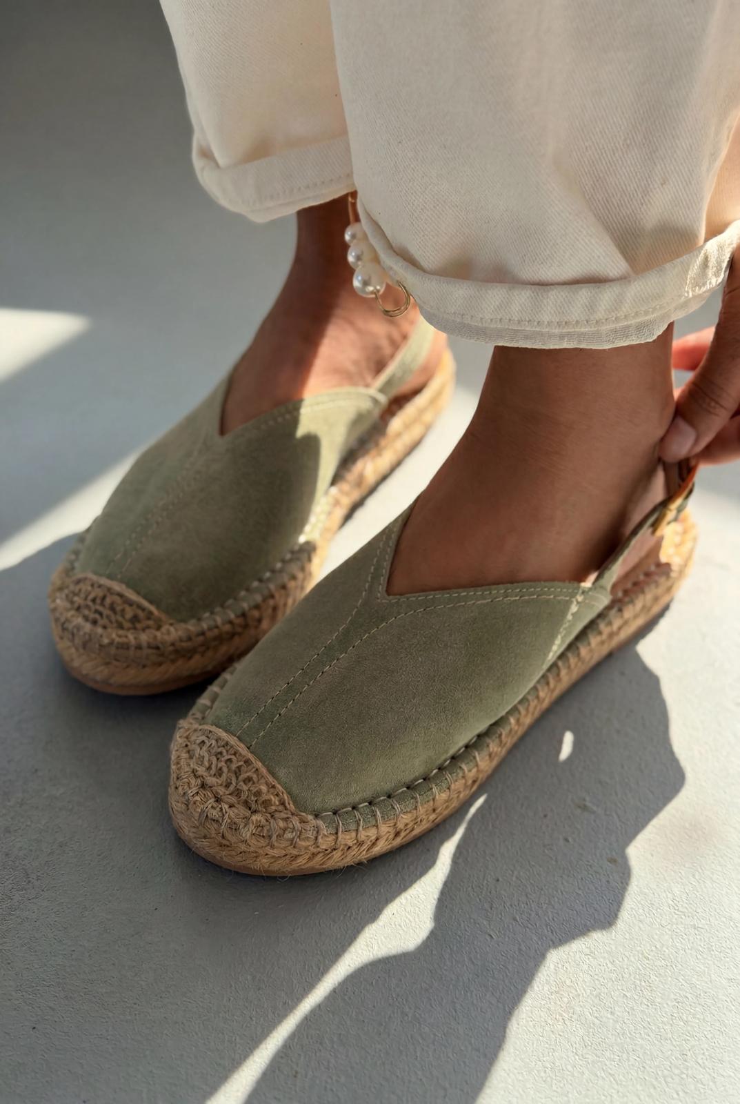 Orveth Yeşil Hakiki Süet Kadın Espadril - ILOVESHOES