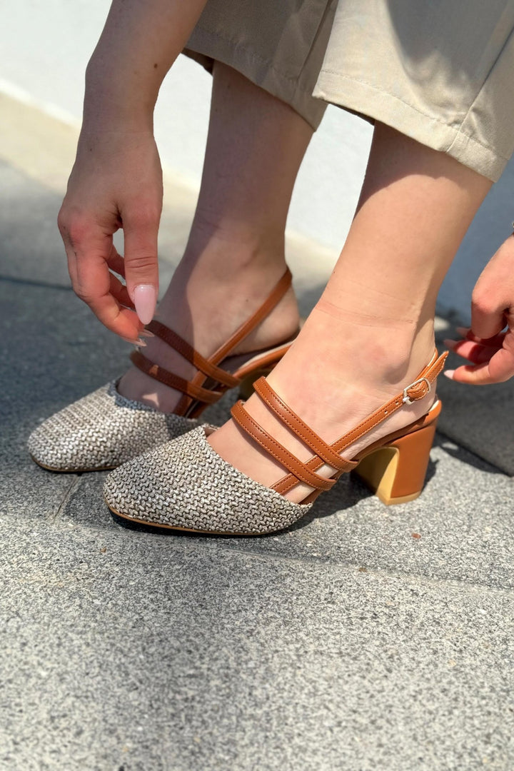 Marlo Mat Deri Taba Hasır Detaylı Mary Jane - ILOVESHOES