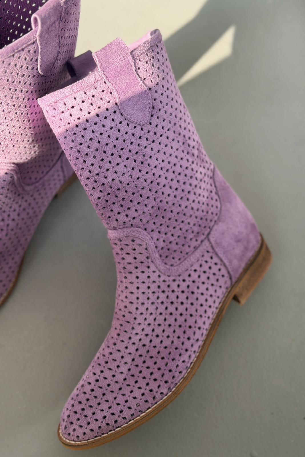 Meror Kadın Delikli Yazlık Bot Lila Süet - ILOVESHOES