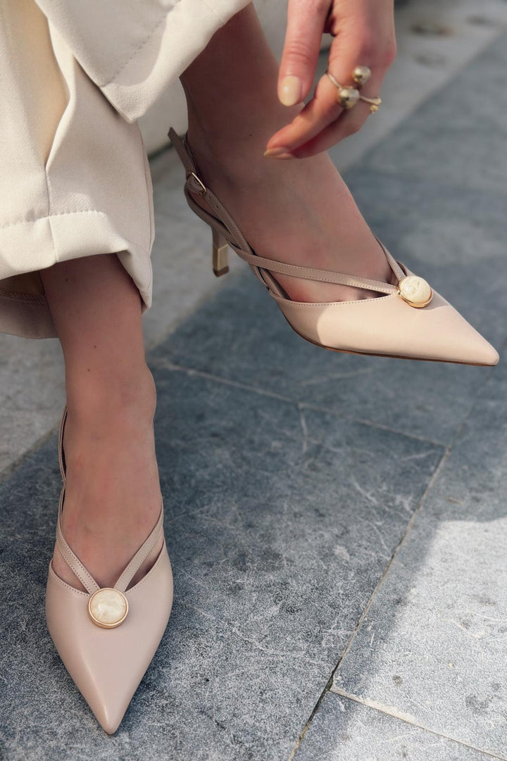Lorisse Stiletto Nude Mat Deri - ILOVESHOES