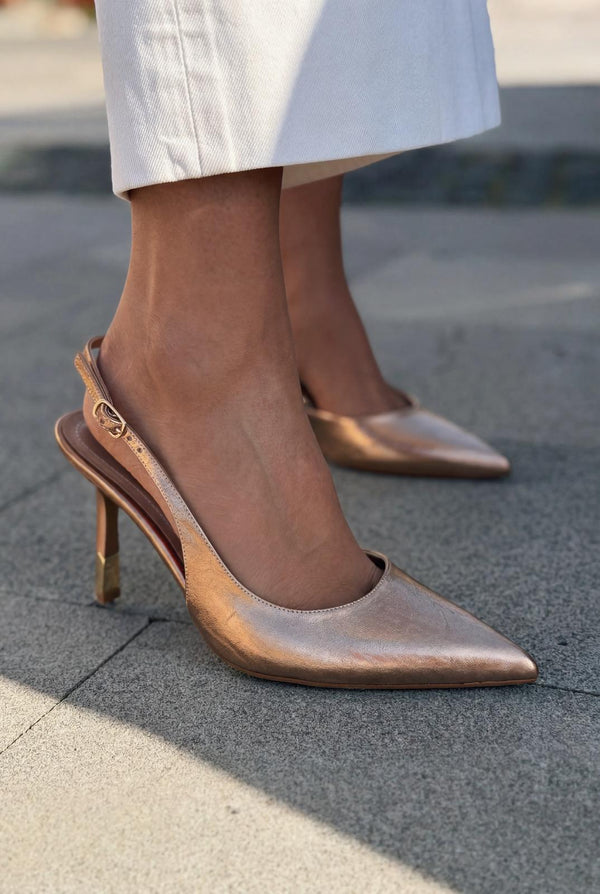 Soriel Stiletto Bronz Parlak Deri - ILOVESHOES