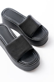 Jarmel Mat Deri Siyah Kalın Taban Kadın Terlik - ILOVESHOES