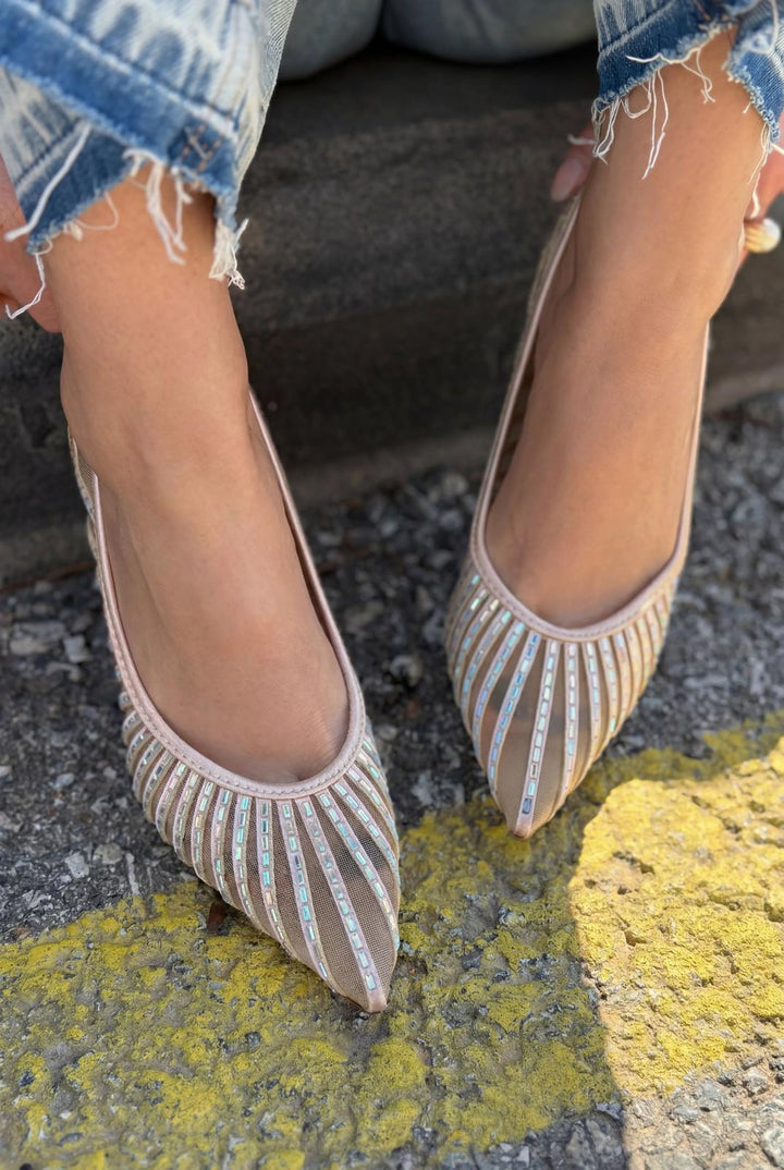 Sarnel Bej Saten Kadın Stiletto - ILOVESHOES