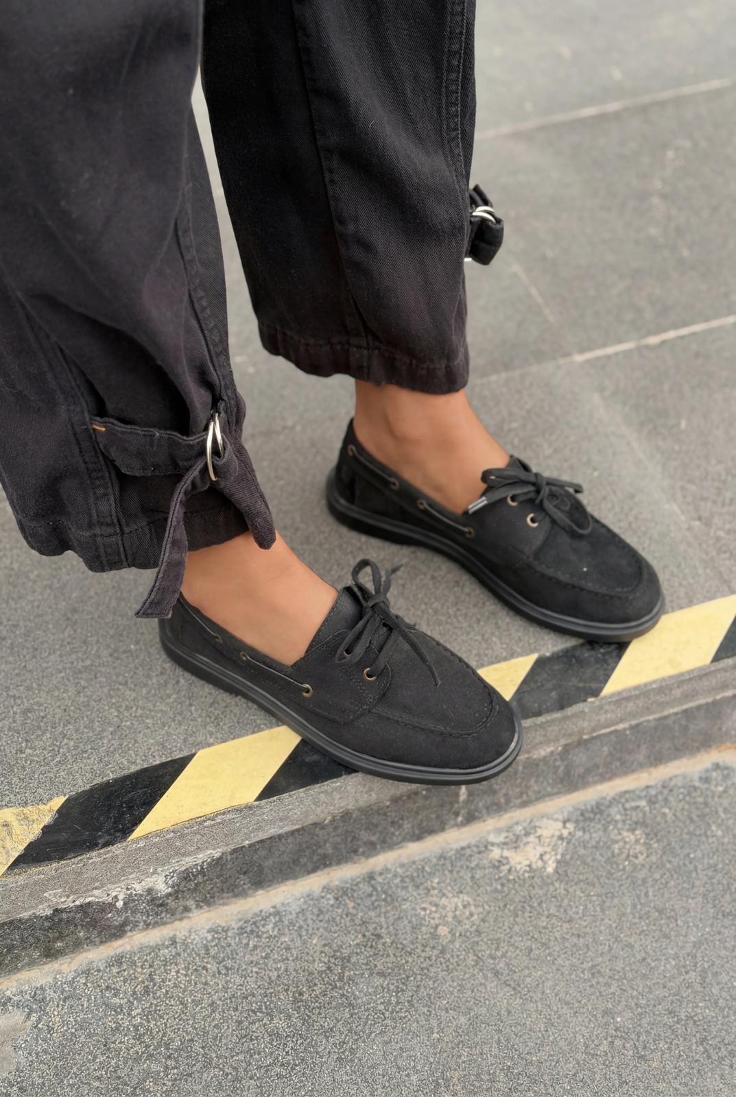 Morin Kadın Oxford Ayakkabı Siyah Süet - ILOVESHOES