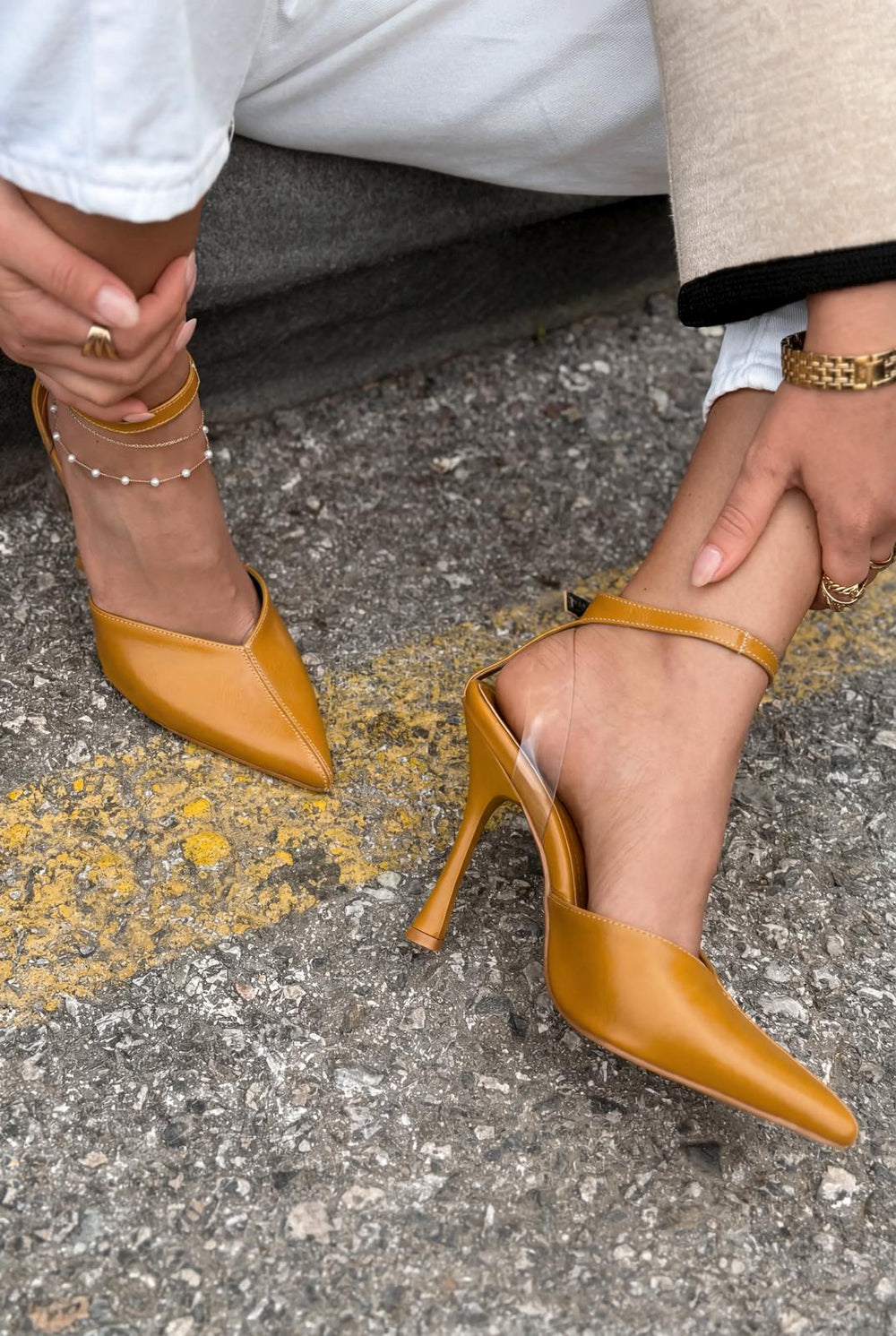 Rovire Stiletto Taba Kırışık Deri - ILOVESHOES