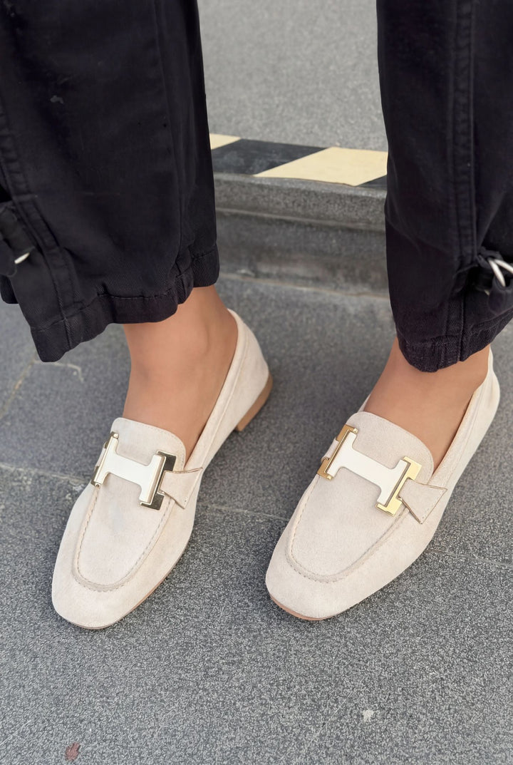 Elara Kadın Loafer Bej Süet - ILOVESHOES