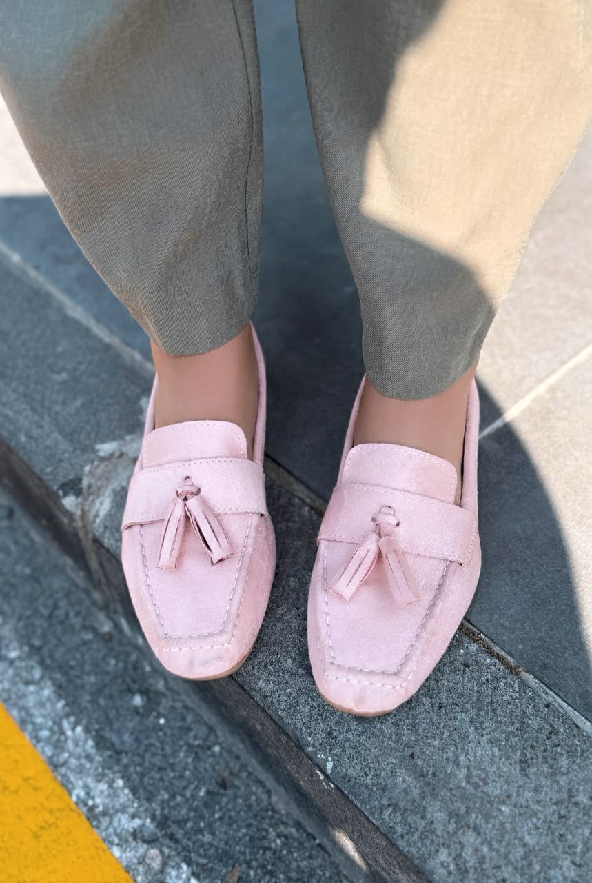 Olena Pudra Süet Kadın Loafer - ILOVESHOES