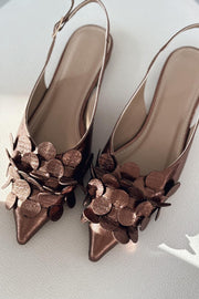 Monira Parlak Deri Bronz Aplike Detaylı Babet - ILOVESHOES