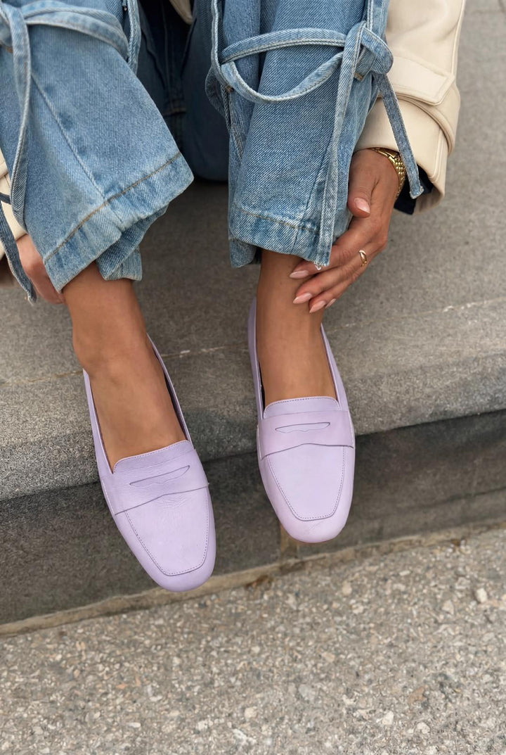 Melniel Hakiki Deri Kadın Loafer Lila - ILOVESHOES