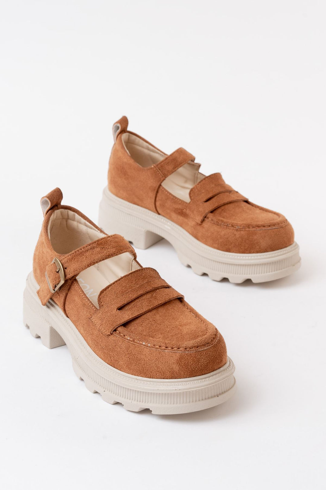 Clavix Mat Süet Taba Yüksek Tabanlı Loafer Ayakkabı - ILOVESHOES