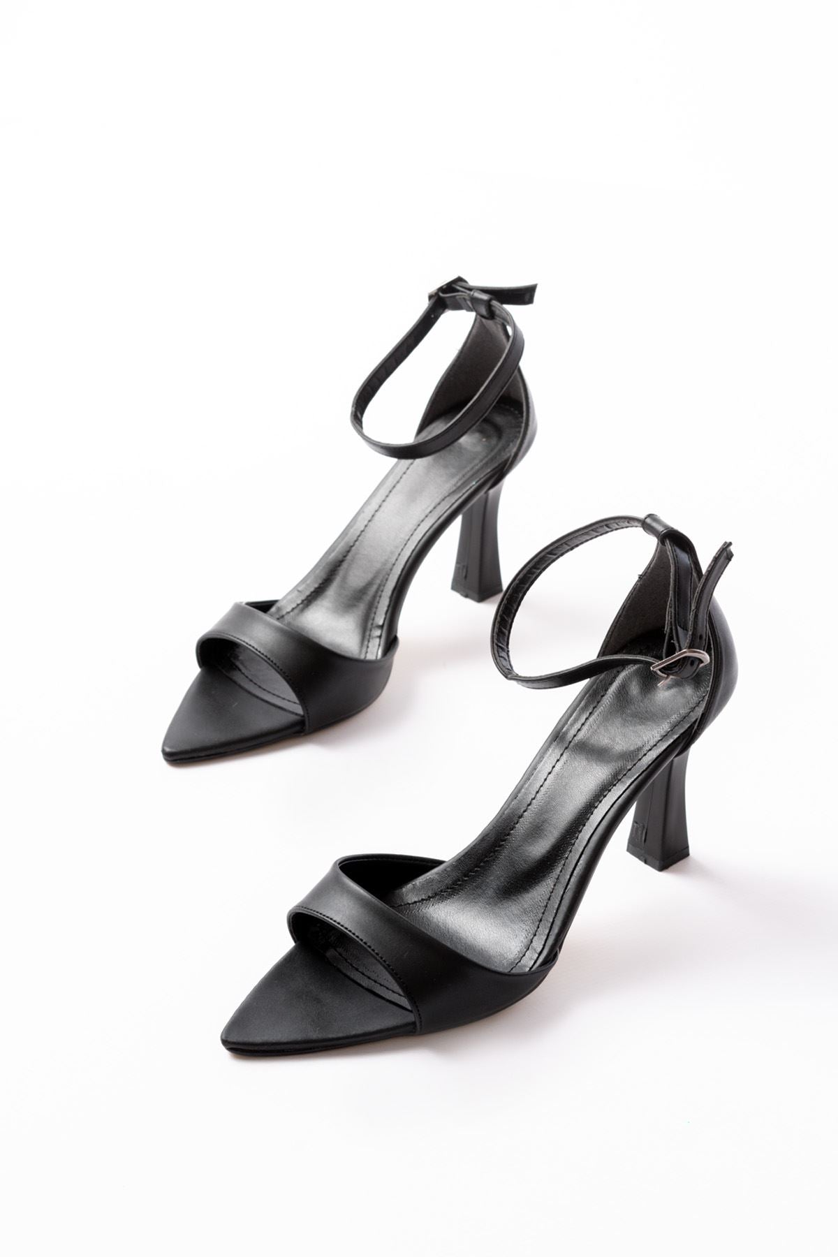 Kolya Mat Deri Siyah Topuklu Ayakkabı - ILOVESHOES