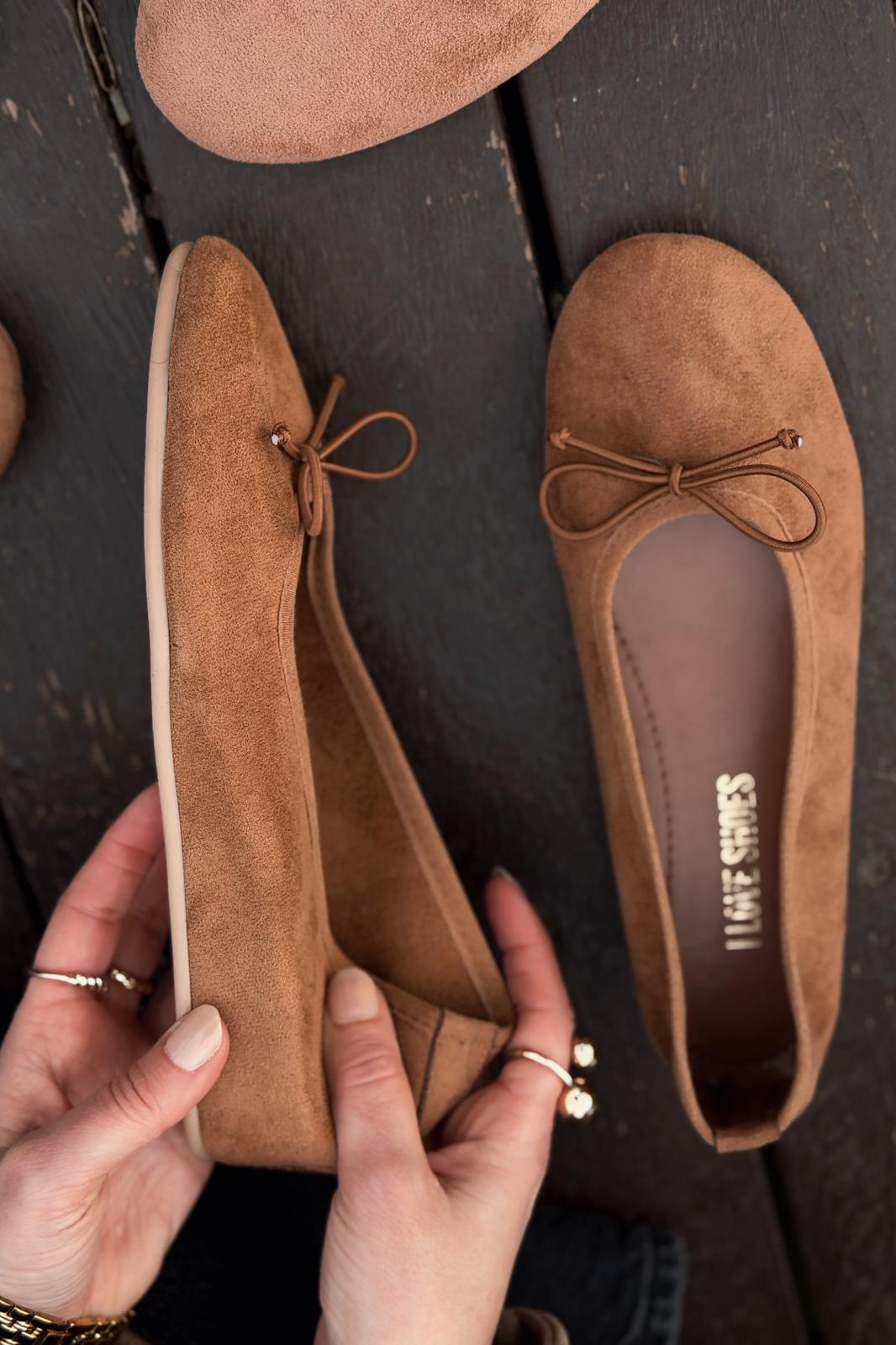 Stellor Kadın Babet Taba Süet Dolgu Topuklu - ILOVESHOES