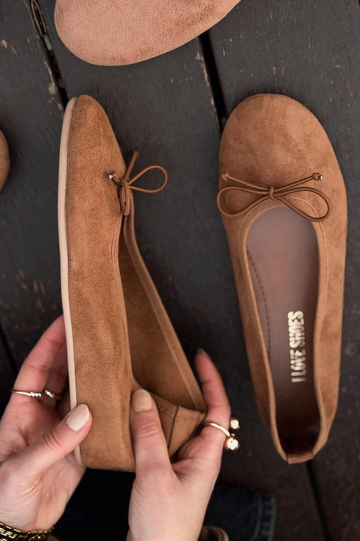 Stellor Kadın Babet Taba Süet Dolgu Topuklu - ILOVESHOES