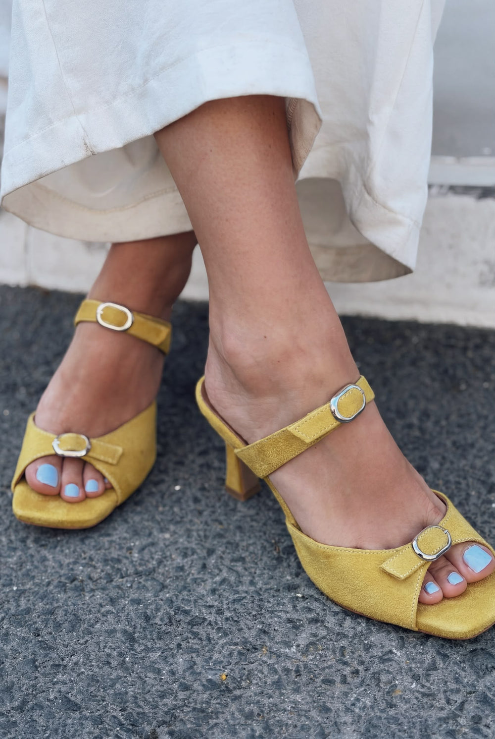 Marise Sarı Hakiki Süet Kadın Topuklu Terlik - ILOVESHOES