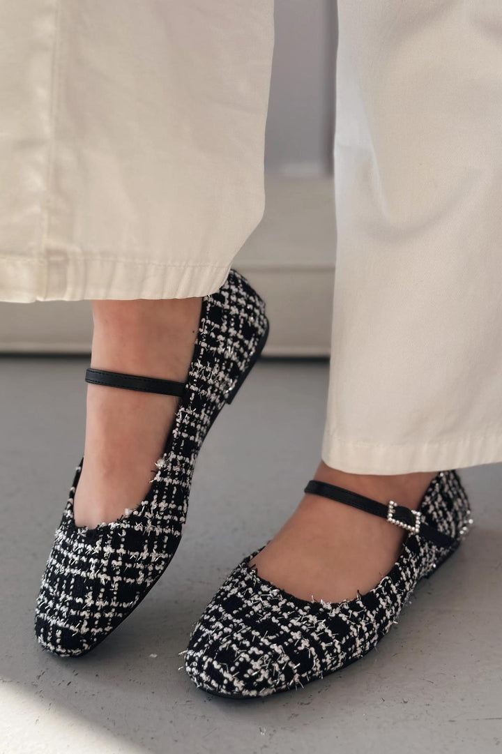 Edwons Tüvit Desenli Kadın Babet Siyah - ILOVESHOES
