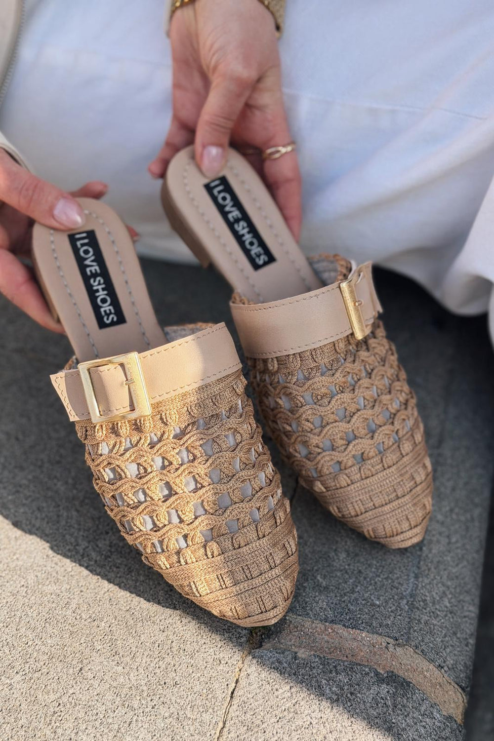 Bravon Kadın Terlik Bej Mat Deri - ILOVESHOES