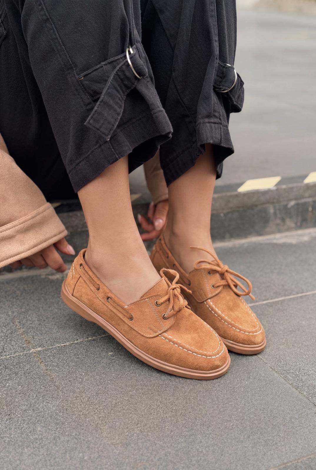 Morin Kadın Oxford Ayakkabı Taba Süet - ILOVESHOES