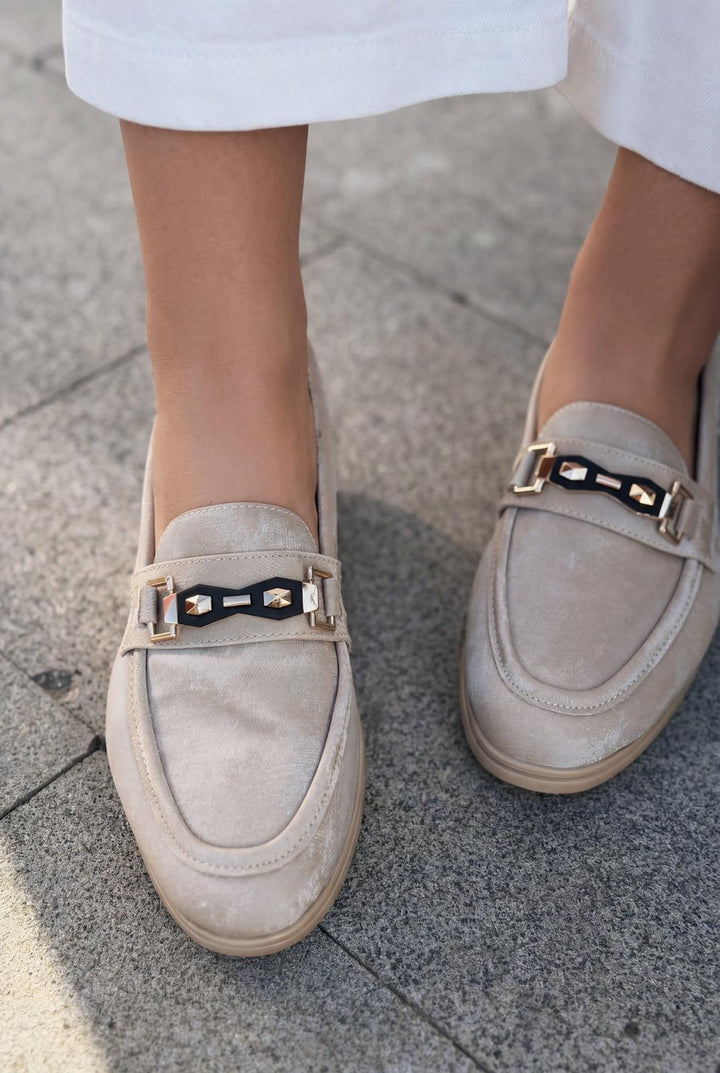 Torel Kadın Loafer Bej Saten - ILOVESHOES