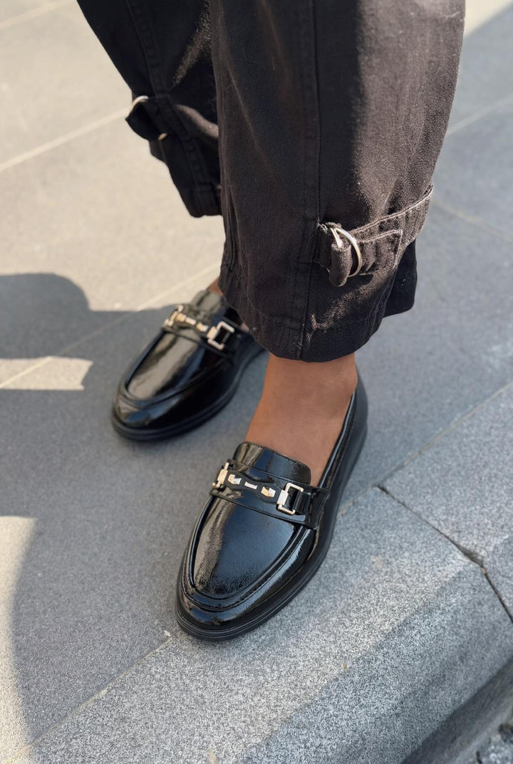 Torel Kadın Loafer Siyah Rugan - ILOVESHOES