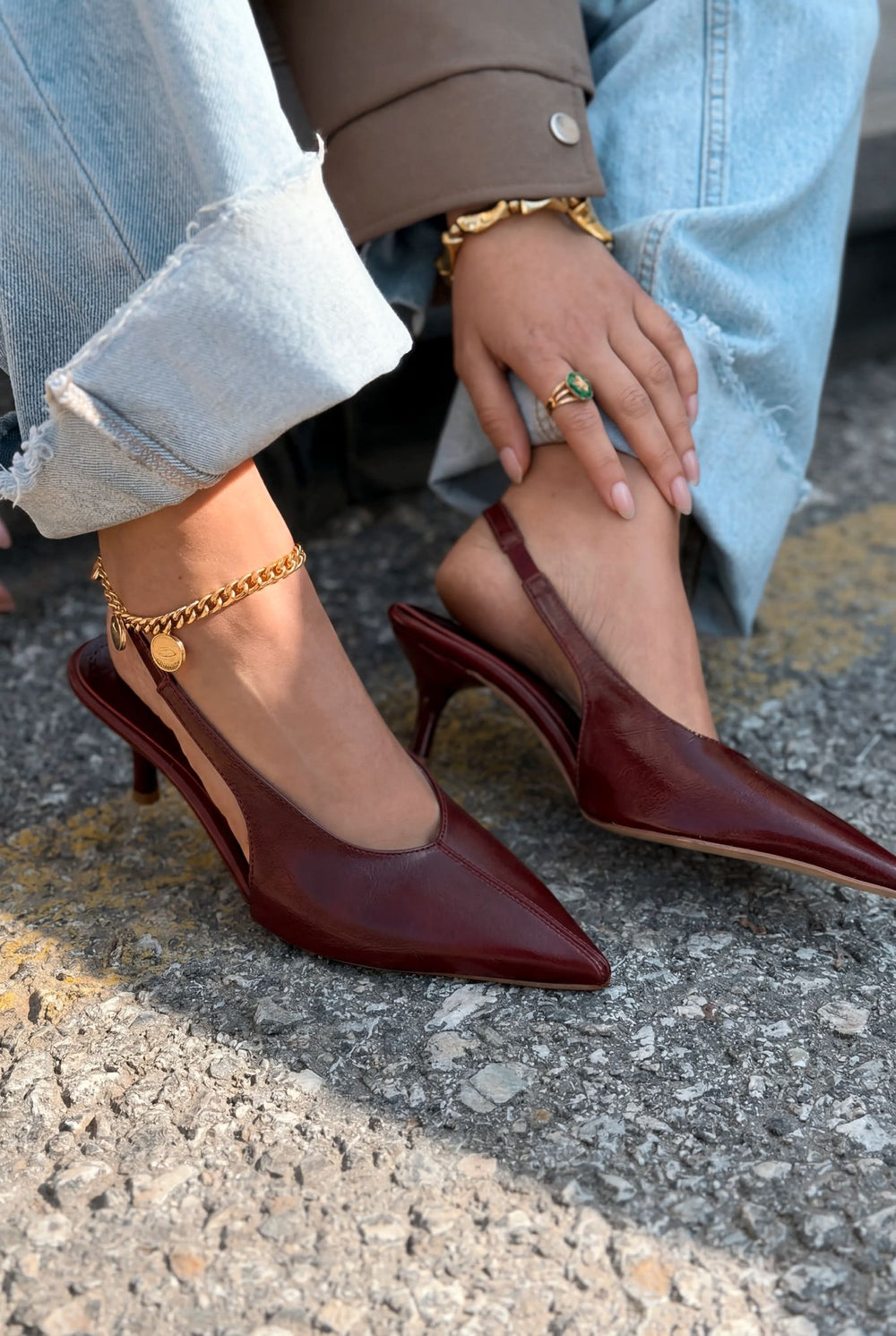 Navore Stiletto Bordo Kırışık Deri - ILOVESHOES