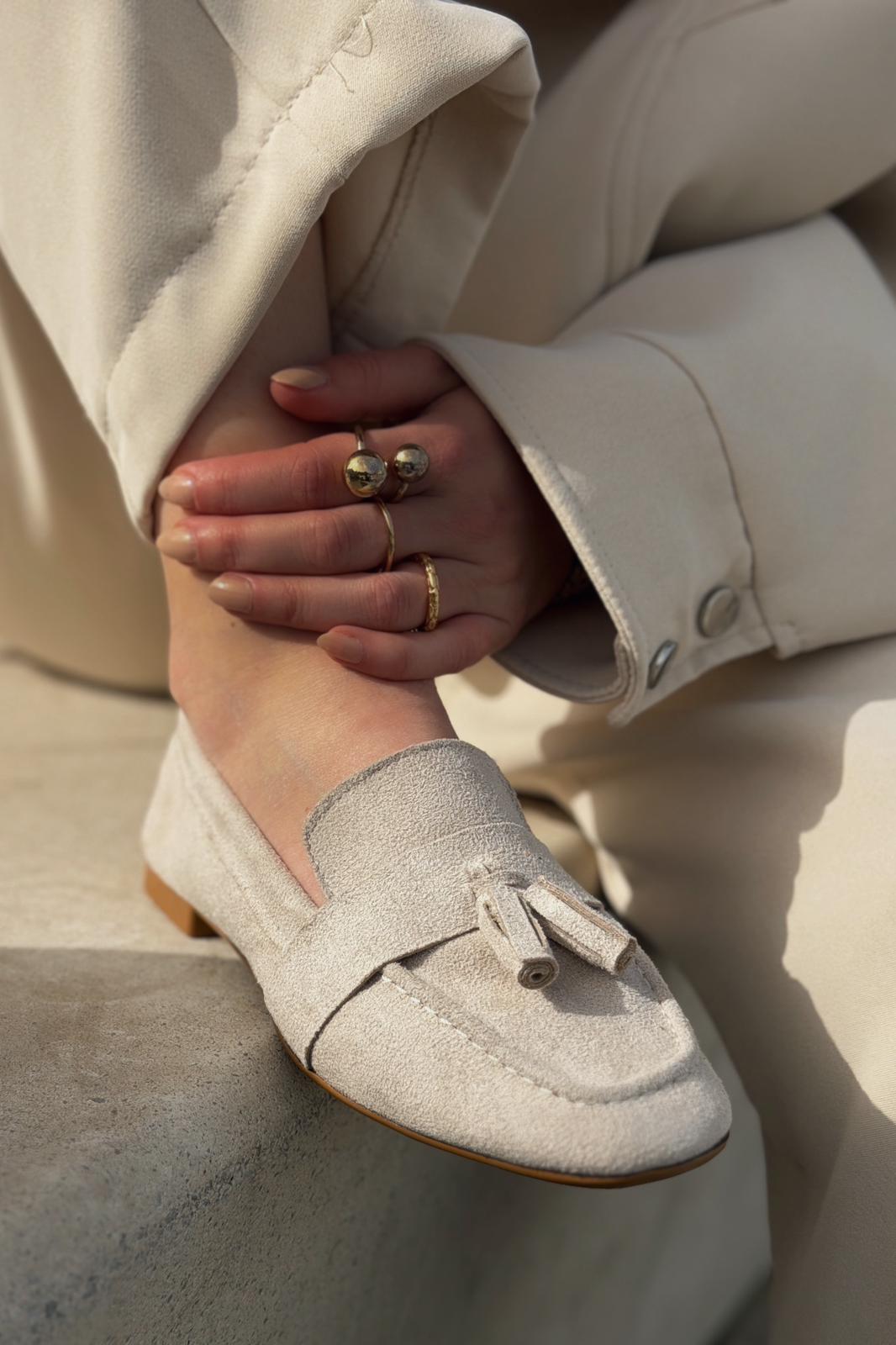 Olena Kadın Loafer Bej Süet - ILOVESHOES