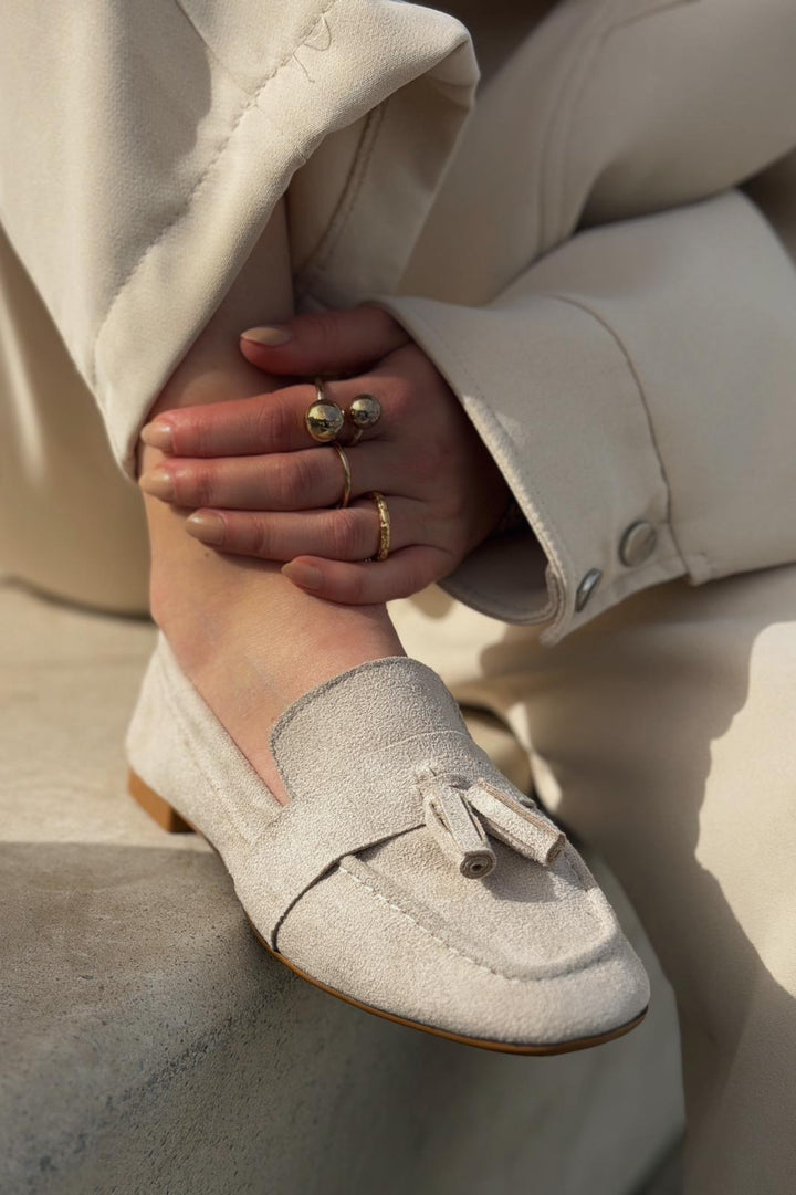 Olena Kadın Loafer Bej Süet - ILOVESHOES