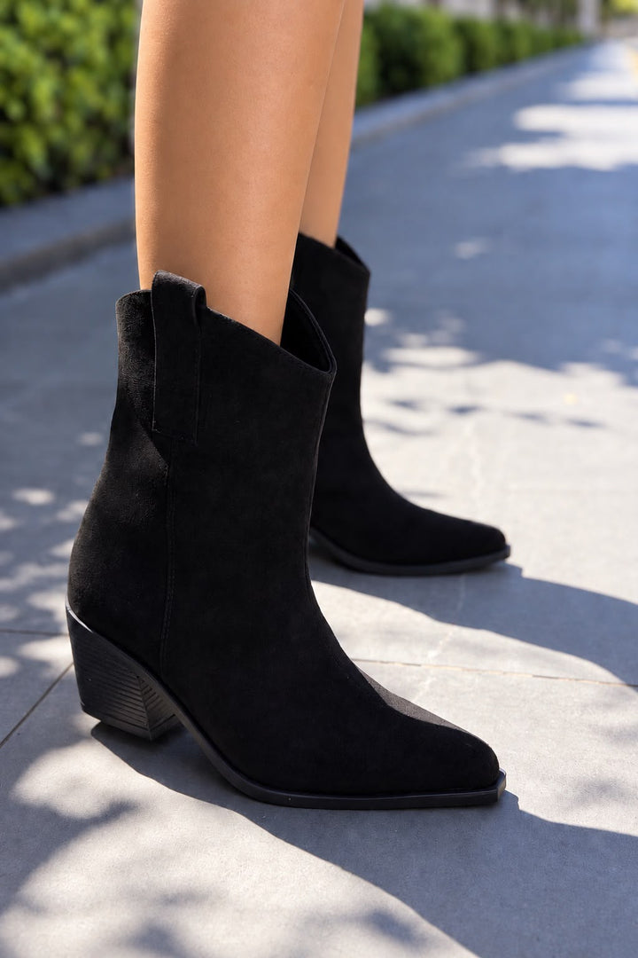 Rovan Siyah Süet Kadın Kovboy Bot