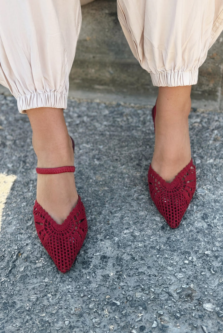 Brina Bordo Dantel Kadın Stiletto