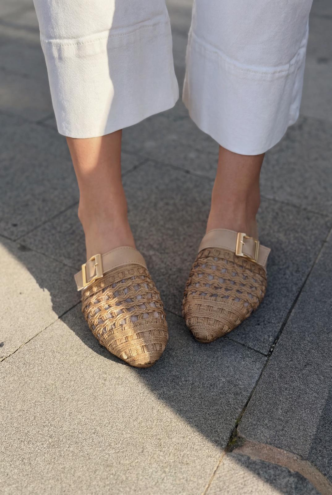 Bravon Kadın Terlik Bej Mat Deri - ILOVESHOES