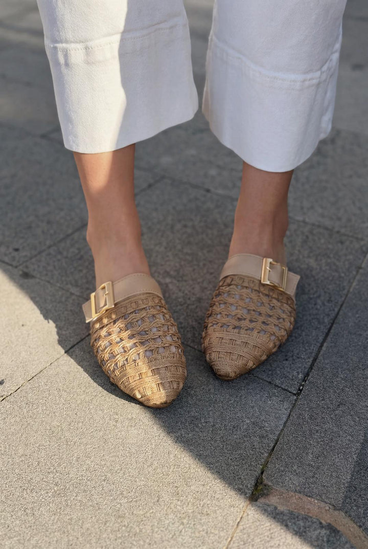 Bravon Kadın Terlik Bej Mat Deri - ILOVESHOES