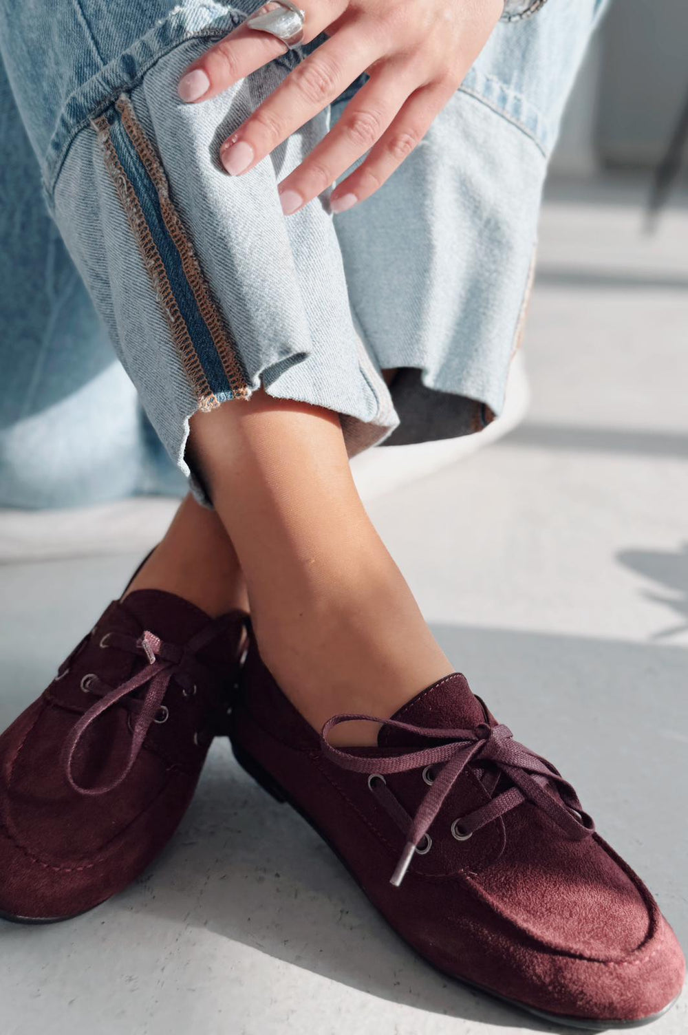 Maltra Kadın Oxford Ayakkabı Bordo Süet - ILOVESHOES