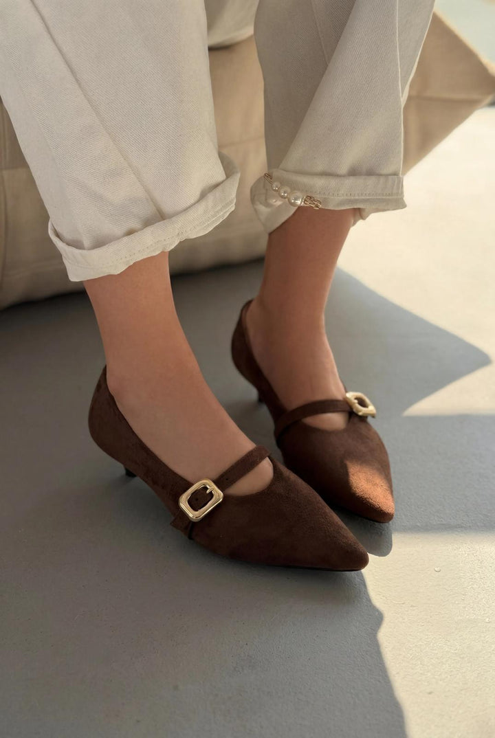 Karden Acıkahve Süet Kadın Stiletto - ILOVESHOES