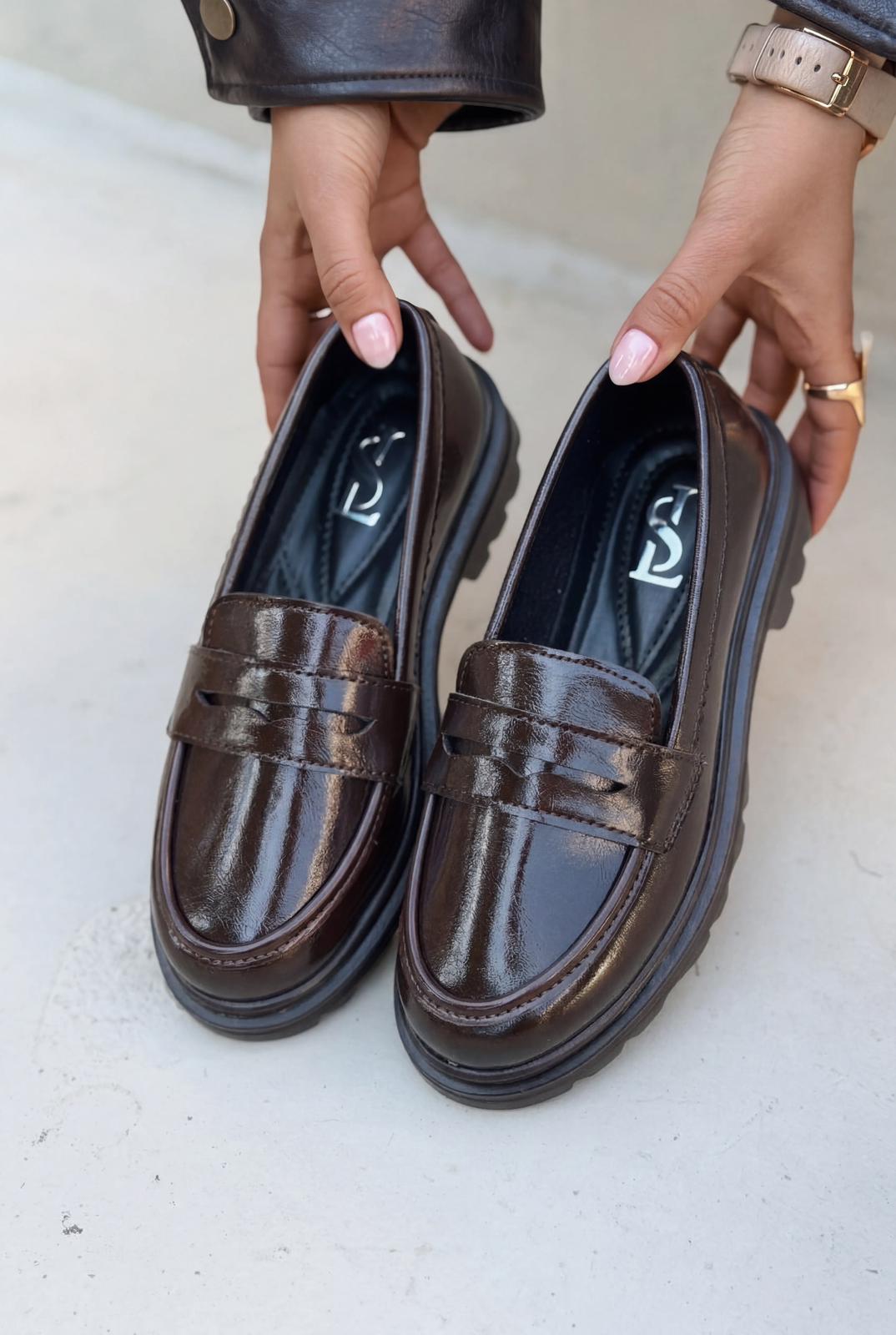 Kastrel Kasın Loafer Acıkahve Kırışık Rugan - ILOVESHOES